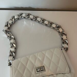 Forever 21 White Quilted Shoulder Bag with Chain